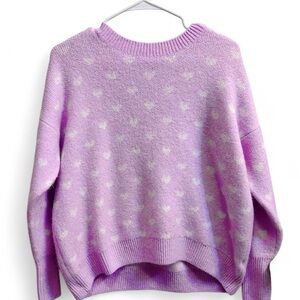Pastel pink super soft heart print crewneck sweater